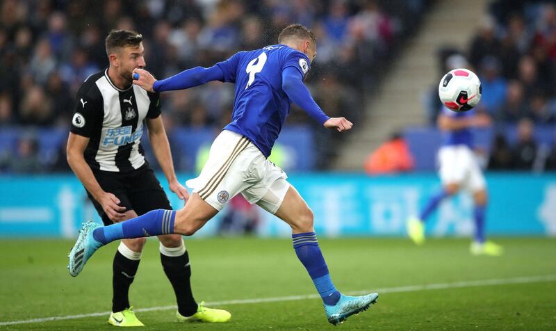 Striker: Jamie Vardy (Leicester) – Took his brace in the 5-0 win over Newcastle clinically and took his tally to 14 goals in 17 league games under Brendan Rodgers. PA