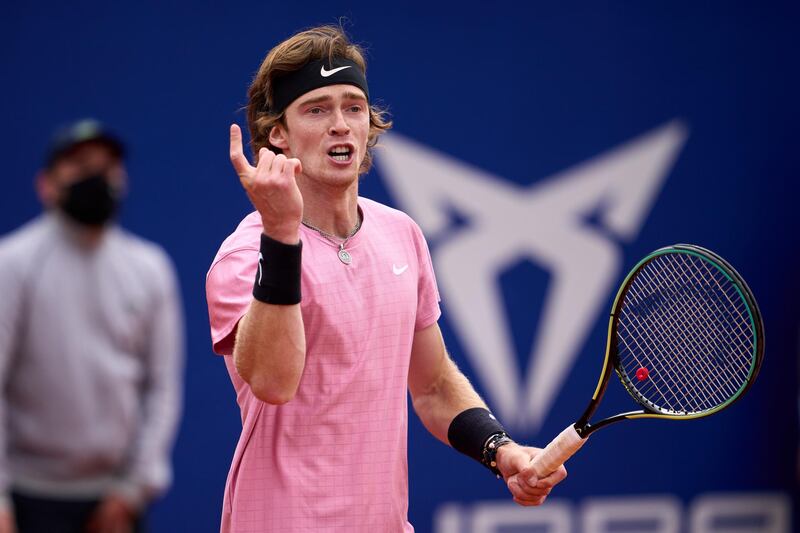 Russia's Andrey Rublev during his 6-4, 6-7, 6-4 win over Albert Ramos-Vinolas of Spain. Getty