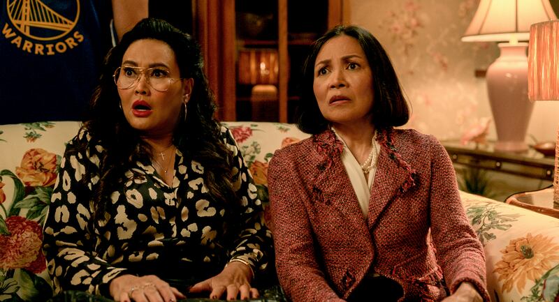 Tia Carrere, left, and Lydia Gaston play warring sisters in 'Easter Sunday.'