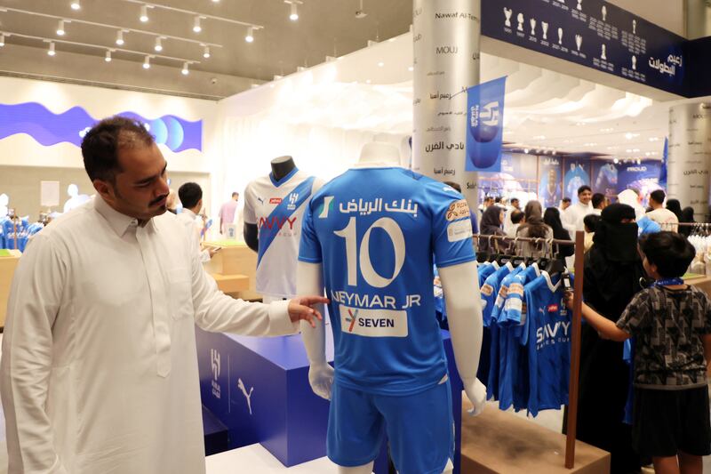 Demand for Neymar shirts is high after his move to Saudi club Al Hilal. Reuters