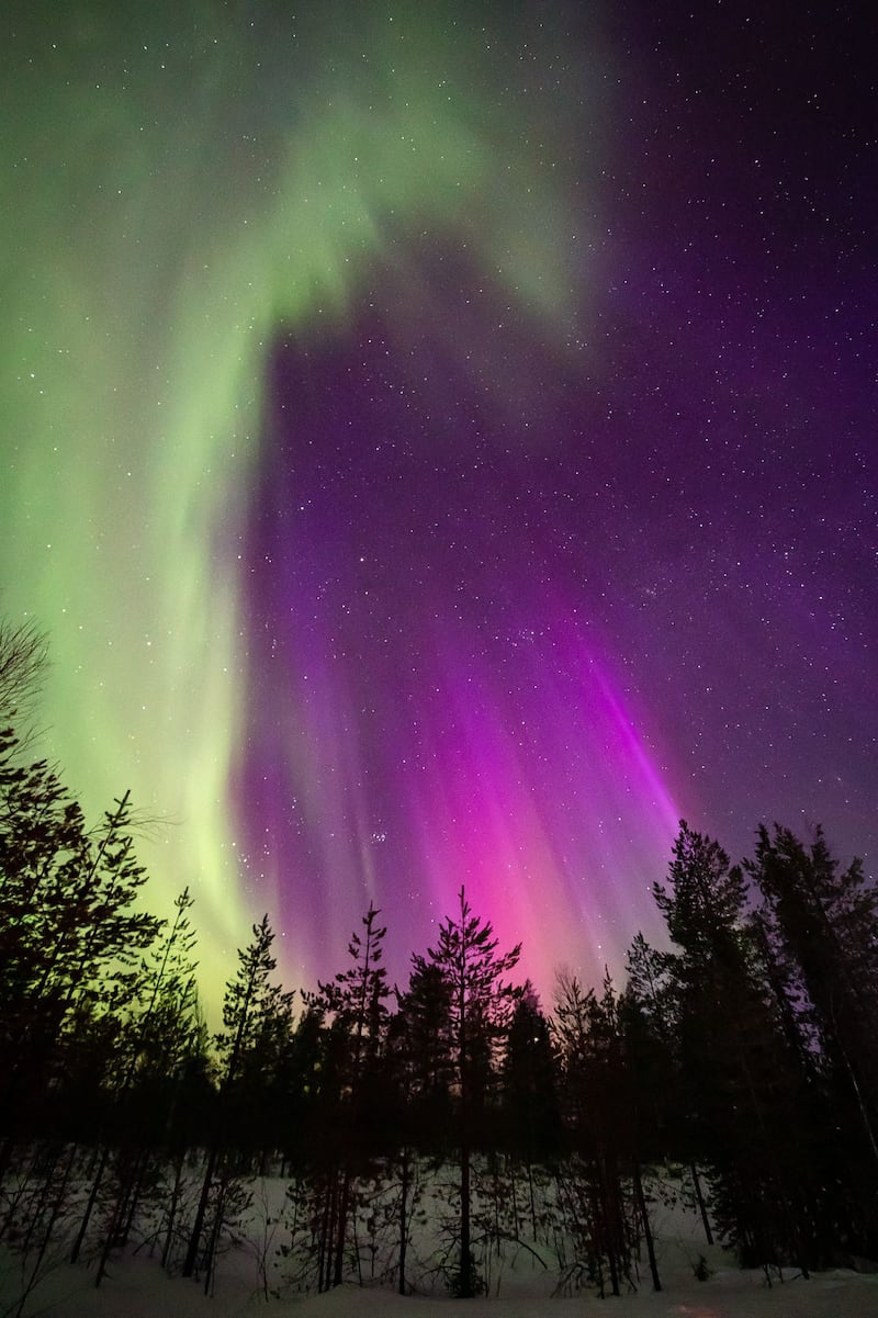 The aurora borealis appeared then continued all the way through the night. AFP