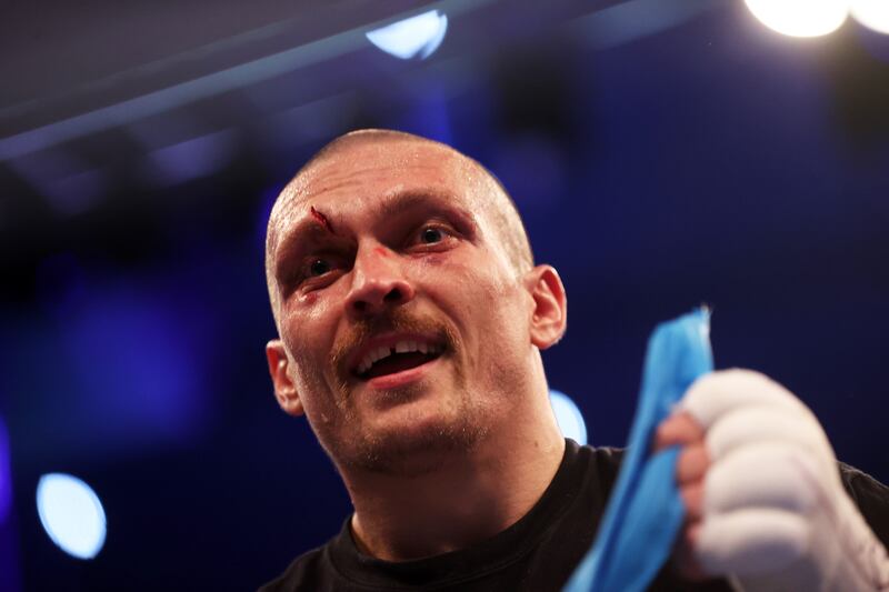 Oleksandr Usyk celebrates. Getty