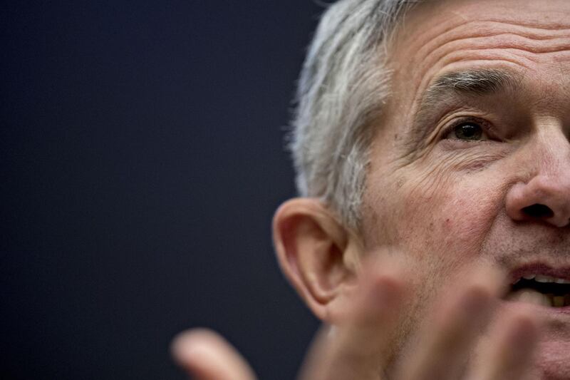 Jerome Powell, chairman of the U.S. Federal Reserve, speaks during a House Financial Services Committee hearing in Washington, D.C., U.S., on Tuesday, Feb. 27, 2018. Powell said the central bank can continue gradually raising interest rates as the outlook for growth remains strong, and the recent bout of financial volatility shouldn't weigh on the U.S. economy. Photographer: Andrew Harrer/Bloomberg