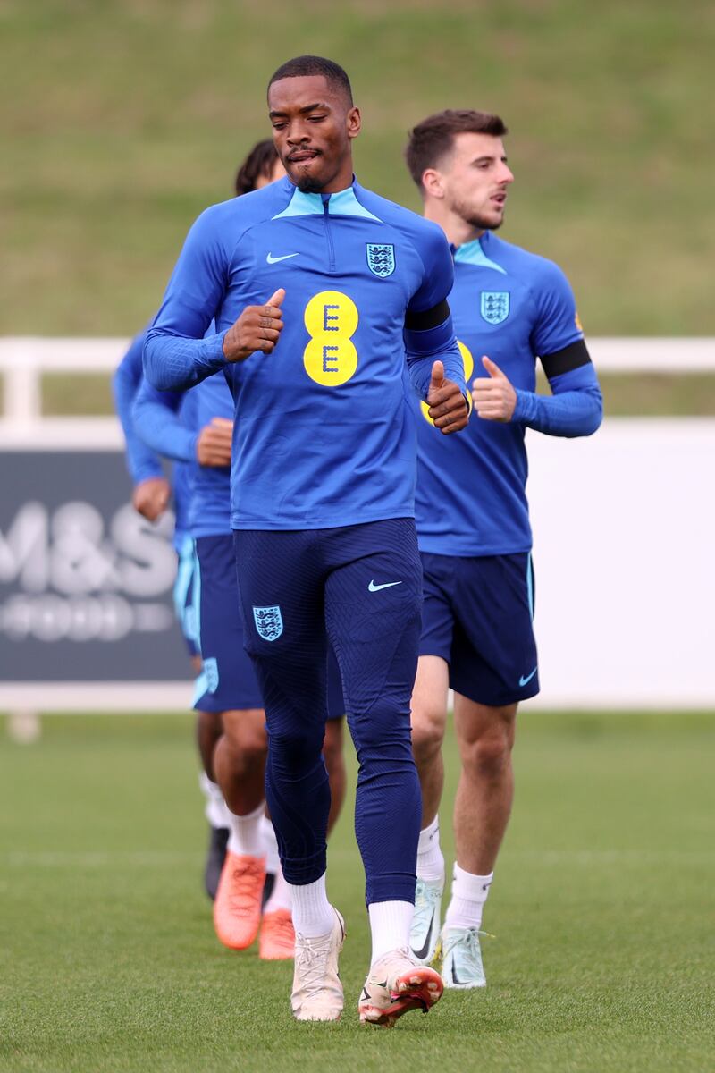 Ivan Toney during England's training session at St George's Park. England will play Italy in the Nations League on Friday. Getty
