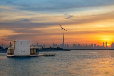 The Floating Seahorse Villas have a panaromic view of the Dubai skyline. Courtesy The Heart of Europe 