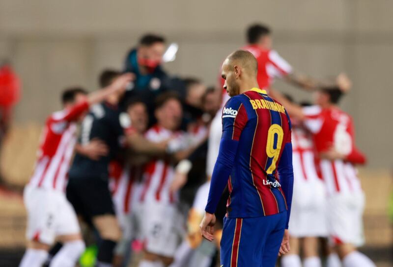 Martin Braithwaite – 4. On for Dembele 88. Came on in the minute the Basques equalised and did little in 32 minutes on the pitch. Reuters