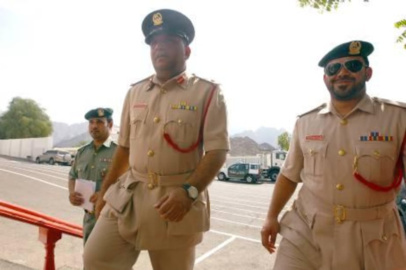 Hatta , United Arab Emirates- September 21,  2011: (L)  Bader Rashed Ahmed Al Tenaiji, Director Hatta Police Station  at his office in  Hatta  .  ( Satish Kumar / The National )
