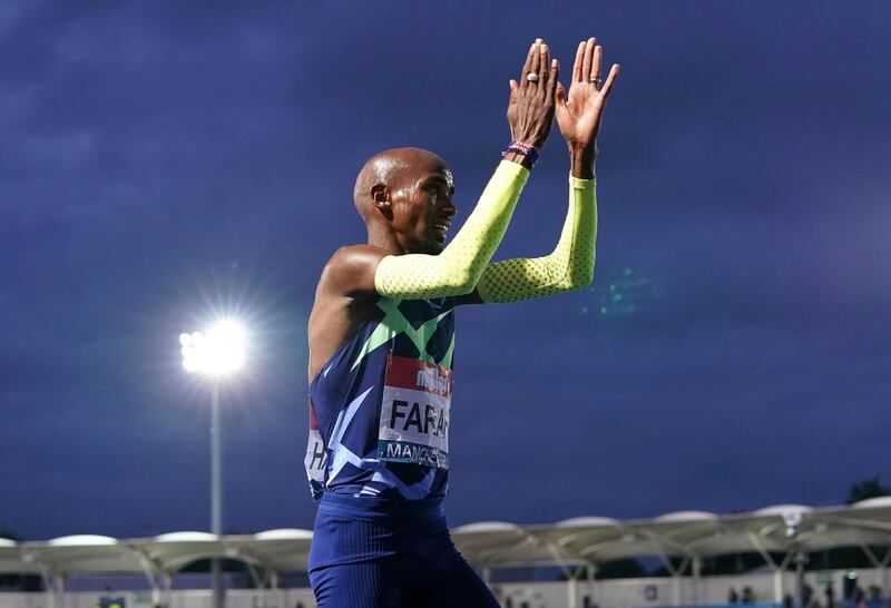 Great Britain's Mo Farah after failing to achieve the qualifying time in the 10,000m in Manchester. PA