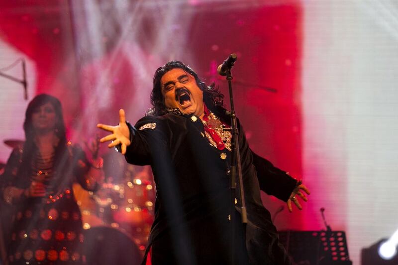 Pakistani powerhouse Arif Lohar performs at MTV Undivided at Dubai World Trade Centre on Saturday. Photo: Reem Mohammed / The National