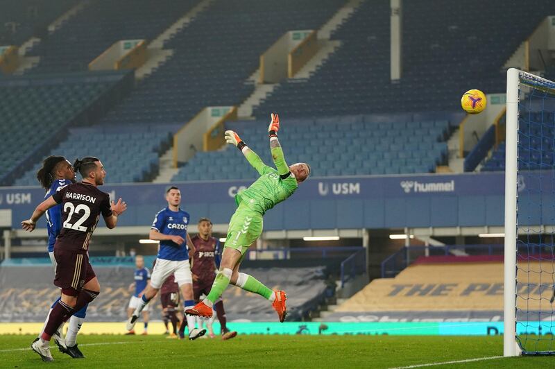 EVERTON RATINGS: Jordan Pickford 7 – The England stopper may have flapped at a few crosses, but in terms of sheer shot stopping, he was superb. Made two point-blank saves from Bamford and Costa which kept Everton in the game. AFP