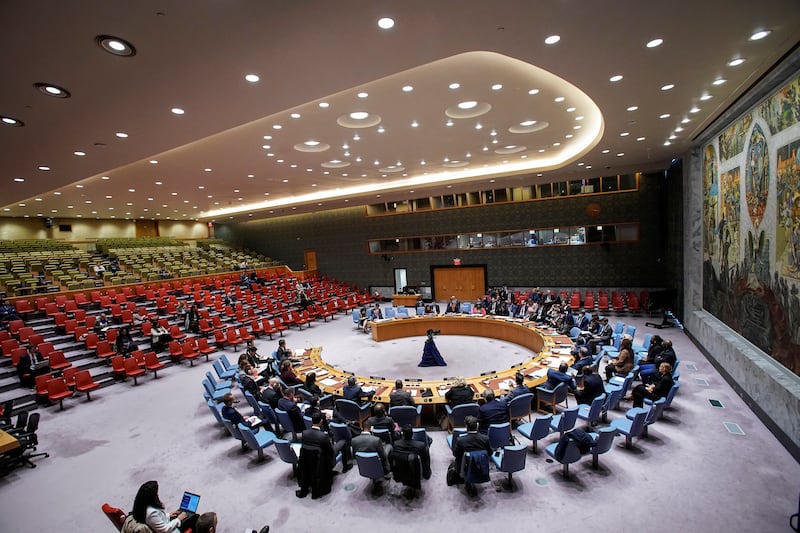 The UN Security Council meeting after North Korea fired a ballistic missile over Japan on Tuesday. Reuters