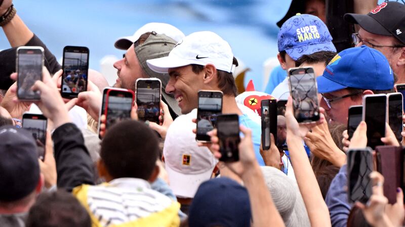 Spain's Rafael Nadal walks through the crowds at the Brisbane International tennis tournament. AFP