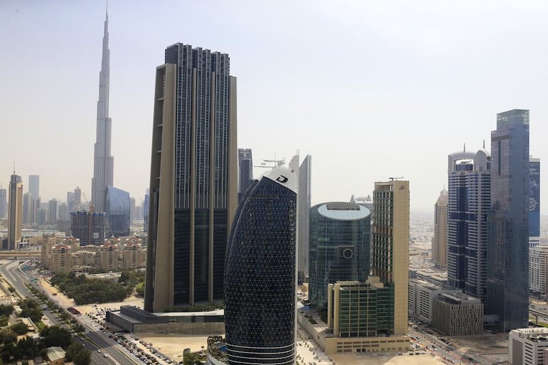 Office rents in Downtown Dubai, above, had double-digit increases over the past year, Knight Frank said. Sarah Dea / The National