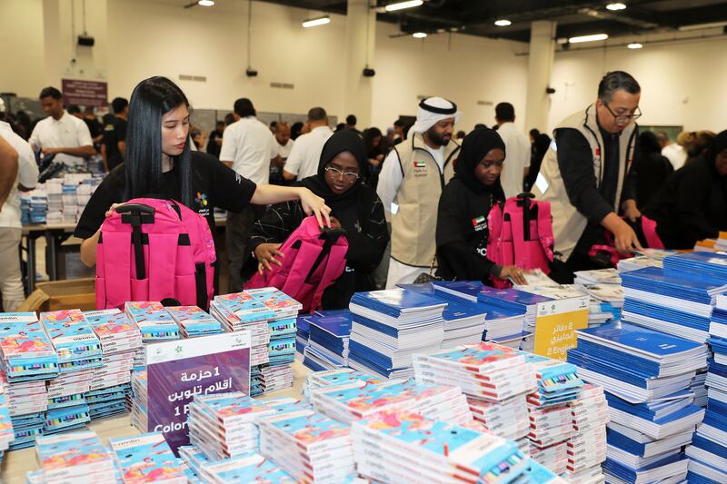Notebooks, pens, pencils and rubbers were among the items in the back-to-school packs