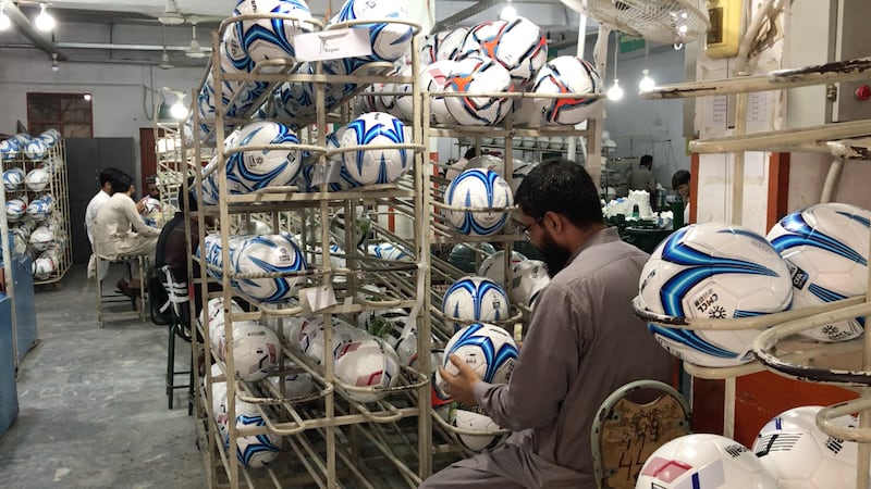 Each football is checked individually. Photo: Urdu News