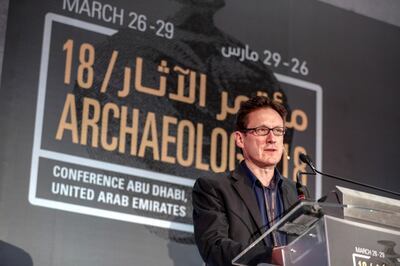 Al Ain, UAE, March 26, 2018.  Archaeology / 18 Conference at Danat Al Ain Hotel and Resort.  Peter Magee during the conference.
Victor besa / The National
National
Reporter:  John Dennehy