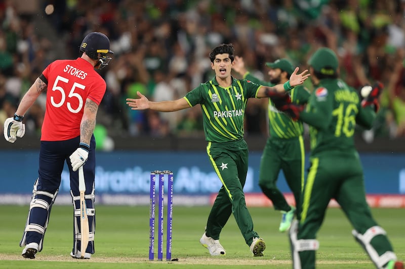 Naseem Shah of Pakistan appeals. Getty 