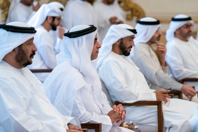 Sheikh Saeed bin Mohamed and Lt Gen Sheikh Saif bin Zayed, Deputy Prime Minister and Minister of Interior, attend a Sea Palace barza.