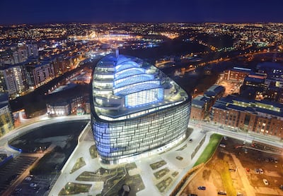 Co-Operative Bank headquarters in Manchester, nicknamed The Sliced Egg, was declared 'the most environmentally friendly building in the world' when it was opened in November 2013.