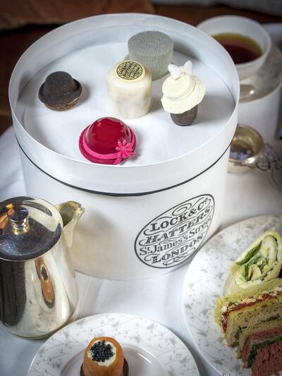 Lock & Co afternoon tea features Instagrammable hat sweets. Courtesy Sheraton Grand Hotel Park Lane 
