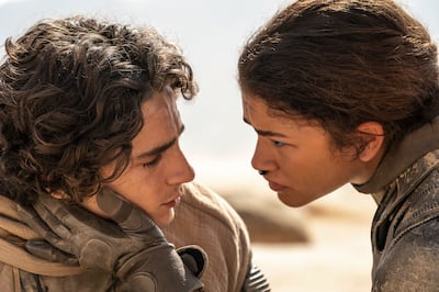 Timothee Chalamet and Zendaya in Dune: Part Two. Photo: Warner Bros Pictures 