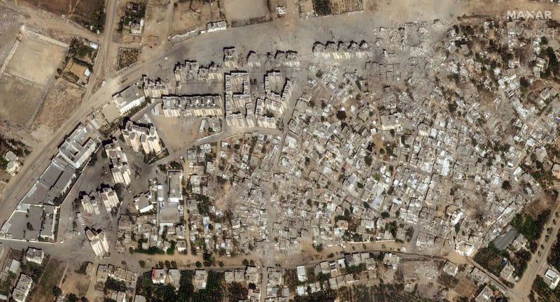 Satellite view of damaged areas in the Beit Hanoun district of Gaza as a result of fighting between Israel and Hamas. Reuters