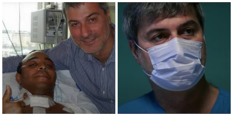 Left, patient Chris Lyles, who died after being operated on by Paolo Macchiarini; right, the surgeon was later found to have been negligent in four deaths. Photo: Netflix