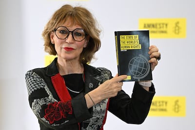 Amnesty International chief Agnes Callamard unveiled the charity's annual report in London. AFP 