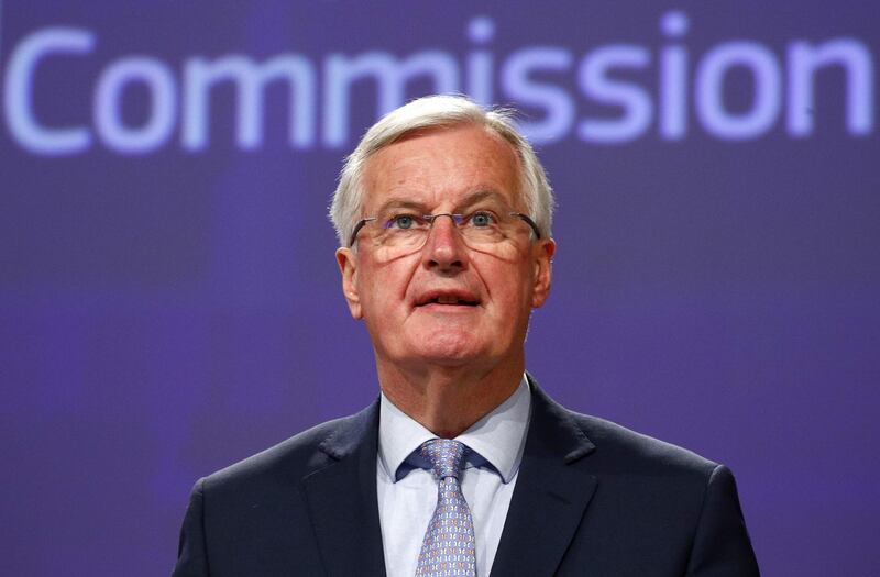 European Union's Brexit negotiator Michel Barnier gives a news conference following the third round of Brexit talks with Britain, in Brussels on May 15, 2020.  Barnier on May 15 said he was disappointed by what he said was Britain's lack of ambition in pursuing a trade deal with Europe and deplored a lack of progress in the latest round of post-Brexit talks. Apart from some "modest openings", Barnier said "no progress has been possible on the more difficult subjects." 
 / AFP / POOL / FRANCOIS LENOIR
