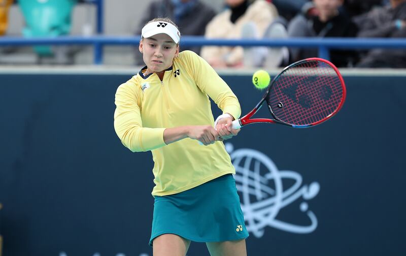 Elena Rybakina returns against Daria Kasatkina.