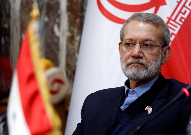 FILE PHOTO: Iranian parliament speaker Ali Larijani attends a news conference in Damascus, Syria February 16, 2020. REUTERS/Omar Sanadiki/File Photo