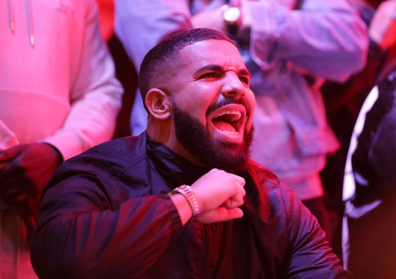 Drake celebrates during the Toronto Raptors win over Golden State Warriors in Game 6. Reuters