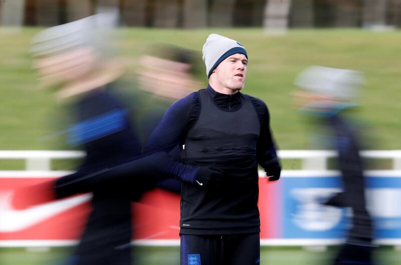 DC United striker Wayne Rooney takes part in an England training session at St George's Park, Burton upon Trent, on Wednesday. Reuters