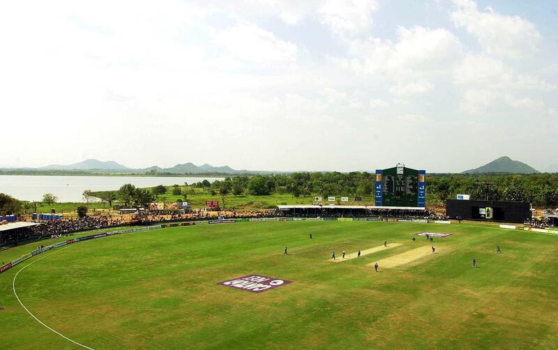 23 Mar 2001:  A general View of the ground with the Lake in the background during the first Sri Lanka v England One Day International match at the Rangiri Dambulla International Stadium, Dambulla, Sri Lanka. Digital Image. Mandatory Credit: Tom Shaw/ALLSPORT