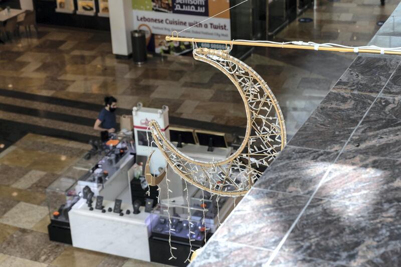 Eid decorations in Festival City Mall with shoppers preparing for Eid on May 10th, 2021. 
Antonie Robertson / The National.
Reporter: Patrick Ryan for National.