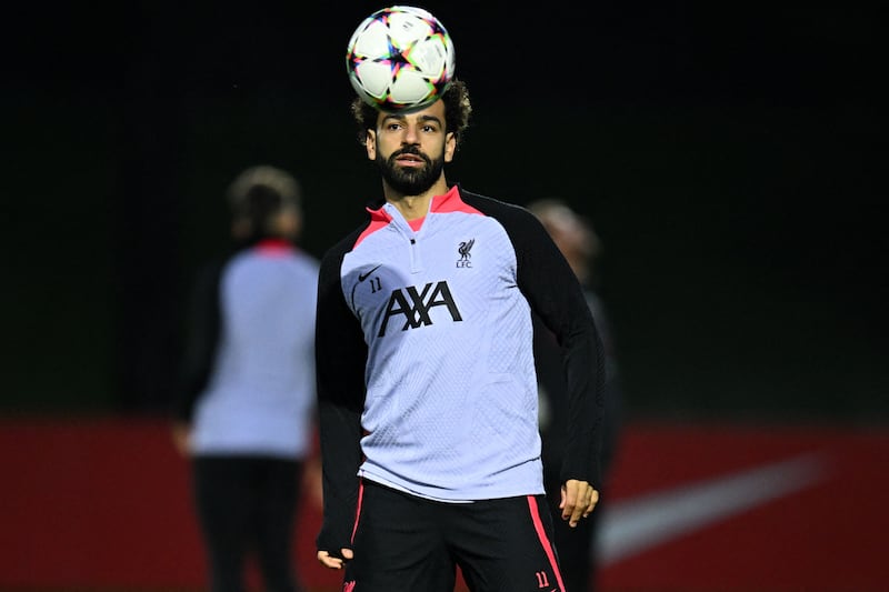 Liverpool's Mohamed Salah trains. AFP