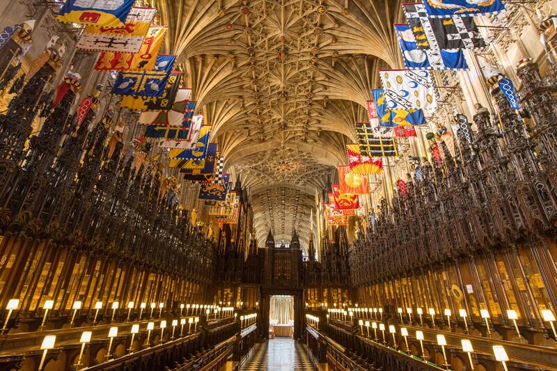 The choir in St George's Chapel at Windsor Castle, west of London where Britain's Prince Harry and US actress Meghan Markle will hold their wedding ceremony. They will marry on May 19 at St George's Chapel in Windsor Castle. AFP