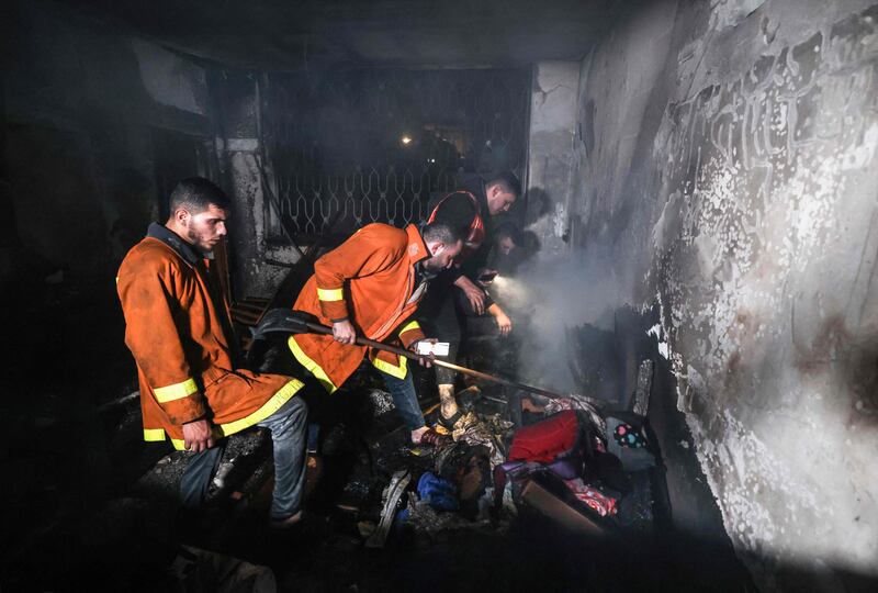 The charred interior of the building after the blaze. AFP