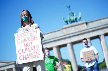 Climate change protesters in Berlin. EPA