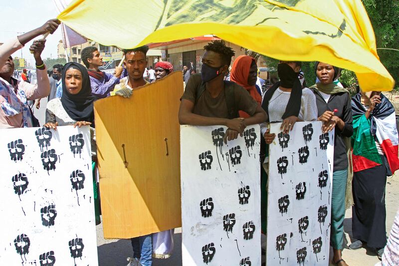 Sudanese anti-coup protesters in the capital Khartoum.  AFP