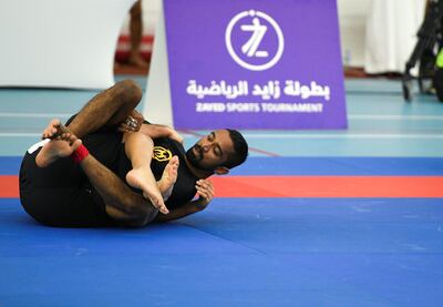 Abu Dhabi, United Arab Emirates - Vibhudatta Rout, in action for Jiu-Jitsu, Zayed Ramadan Games Tournament at Armed Forces Officers Club. Khushnum Bhandari for The National
