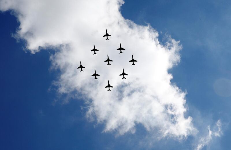 Aircraft from the RAF take part in a flypast rehearsal, ahead of the RAF 100th anniversary celebrations, over RAF Cranwell in Lincolnshire, Britain. Phil Noble / Reuters