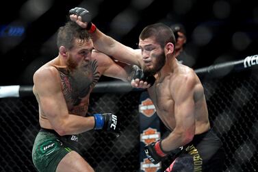 Khabib Nurmagomedov, right, defeated Conor McGregor by submission in their October 2018 UFC bout in Las Vegas. Reuters