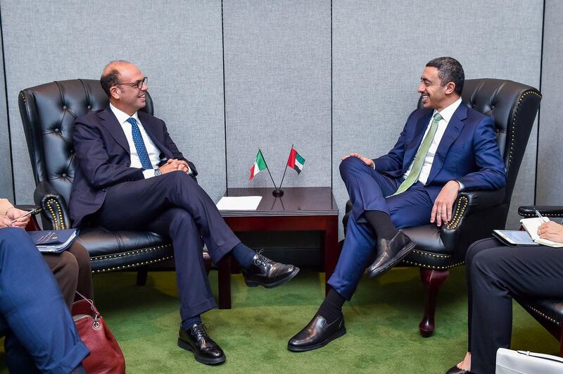 H.H. Sheikh Abdullah bin Zayed Al Nahyan, Minister of Foreign Affairs and International Cooperation, with Angelino Alfano, Italian Foreign Minister. Wam