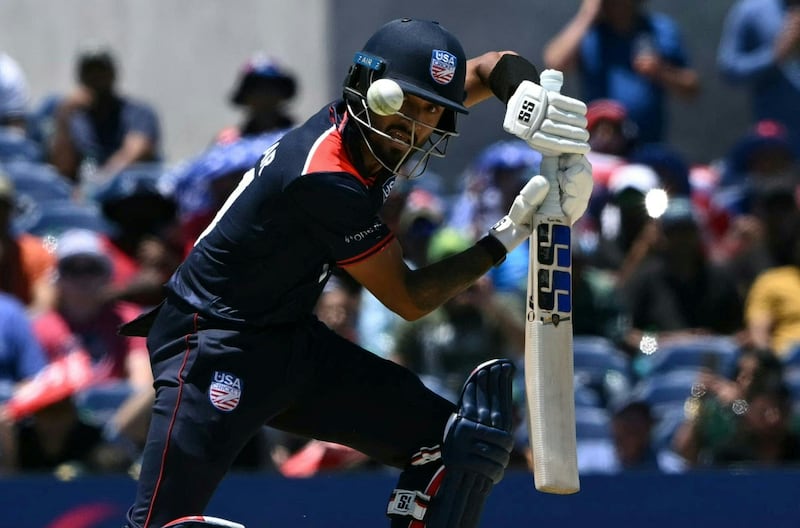 USA's Nitish Kumar hit a boundary off the last ball of the chase to force a Super Over. AFP