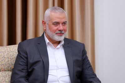 Palestinian group Hamas's leader, Ismail Haniyeh, in Tehran, Iran, on June 21. Office of the Iranian Supreme Leader / Wana