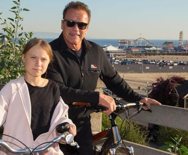 Actor Arnold Schwarzenegger with activist Greta Thunberg. Instagram 
