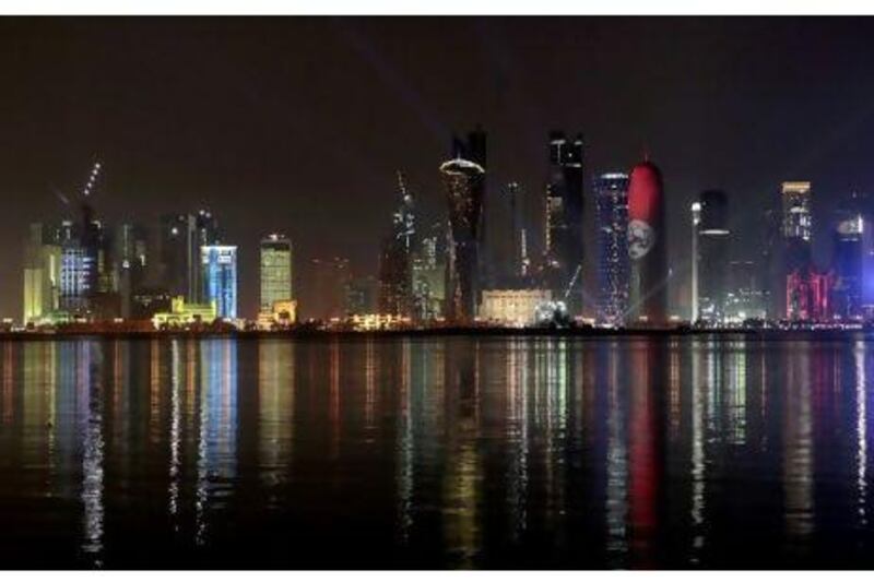 Doha was the only regional hub to rise up the ranks of most liveable cities. Above, the Qatari capital at night. Fadi Al Assaad / Reuters