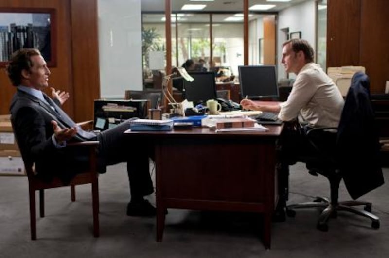 In this film publicity image released by Lionsgate, Matthew McConaughey, left, and Josh Lucas are shown in a scene from "The Lincoln Lawyer." (AP Photo/Lionsgate, Saeed Adyani) *** Local Caption ***  NYET164_Film_Review_The_Lincoln_Lawyer.jpg
