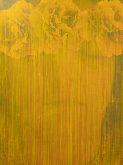 Iraqi artist Nazar Yahya painted a diptych in honour of the US artist Cy Twombly. Here, 'Homage to Twombly', Yellow, 2012. Photo: Nazar Yahya